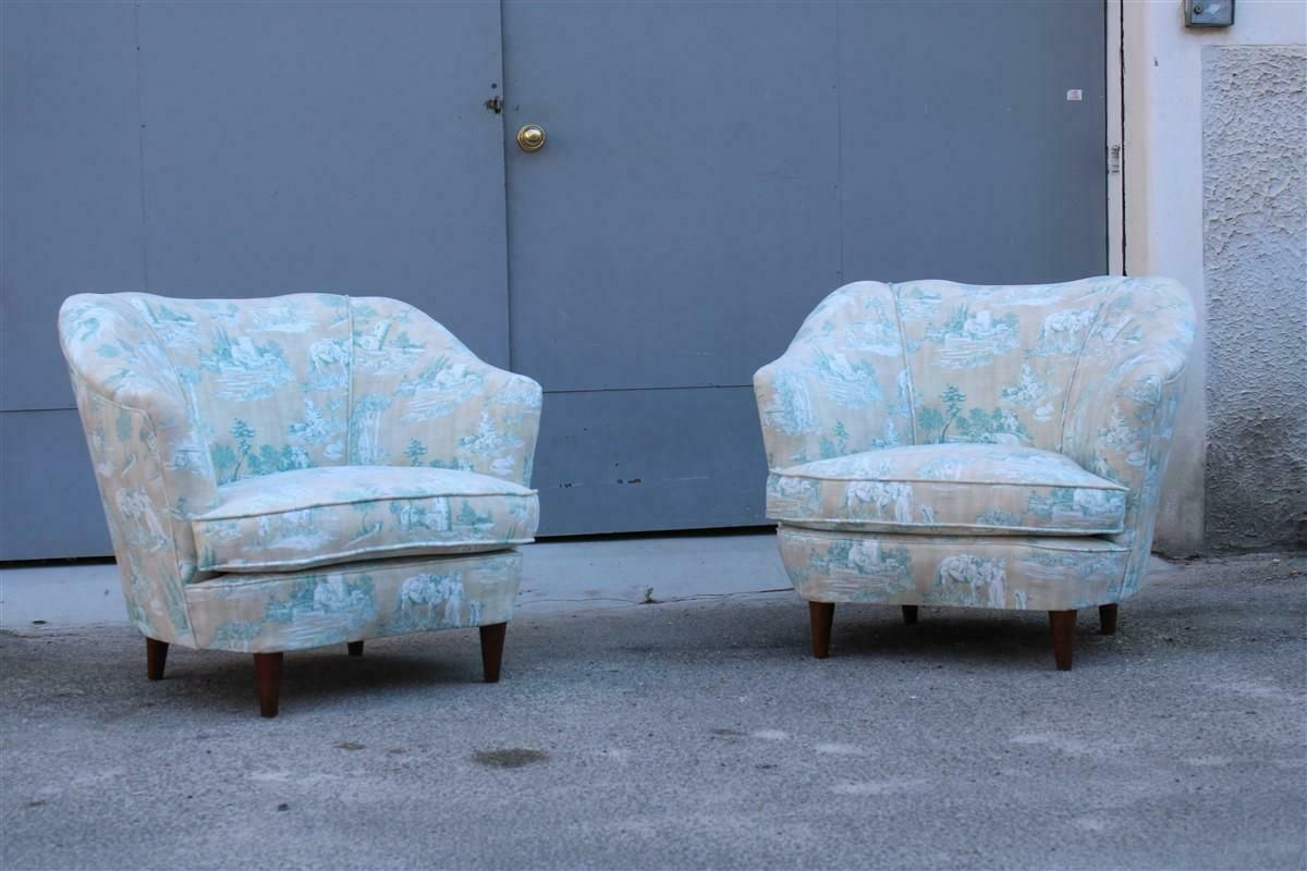 Pair Of Italian Decorative Armchairs From The 1950s In The Style Of Gio Ponti photo furniture