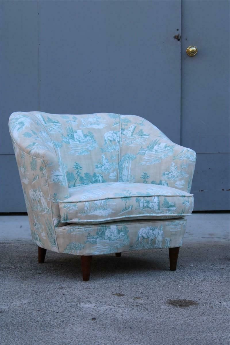 Pair Of Italian Decorative Armchairs From The 1950s In The Style Of Gio Ponti photo for sale