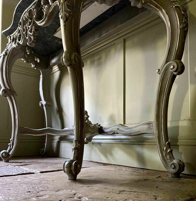 Furniture Vintage French Rococo Italian Marble Top Washstand Hall Dressing Console Table photo