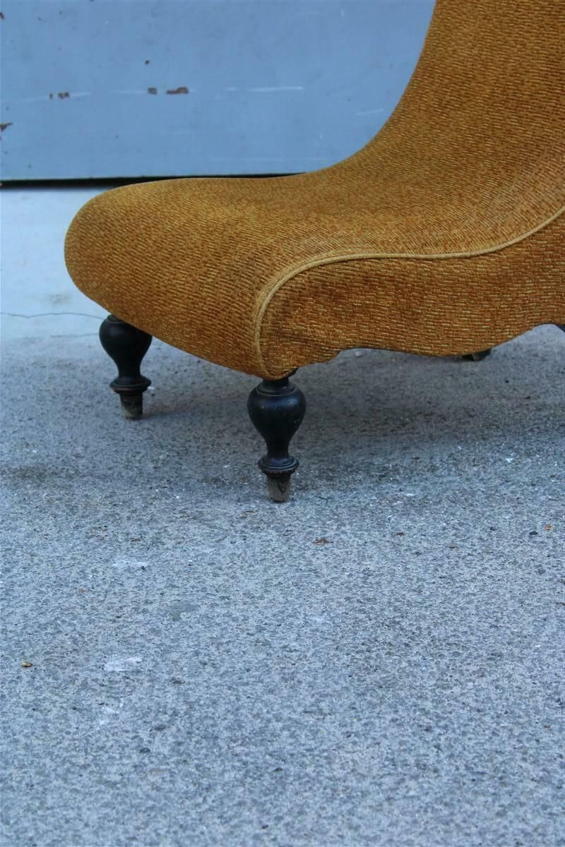 Small Italian Armchair In Yellow Fabric With Wooden Feet Carlo Mollino Style photo Furniture