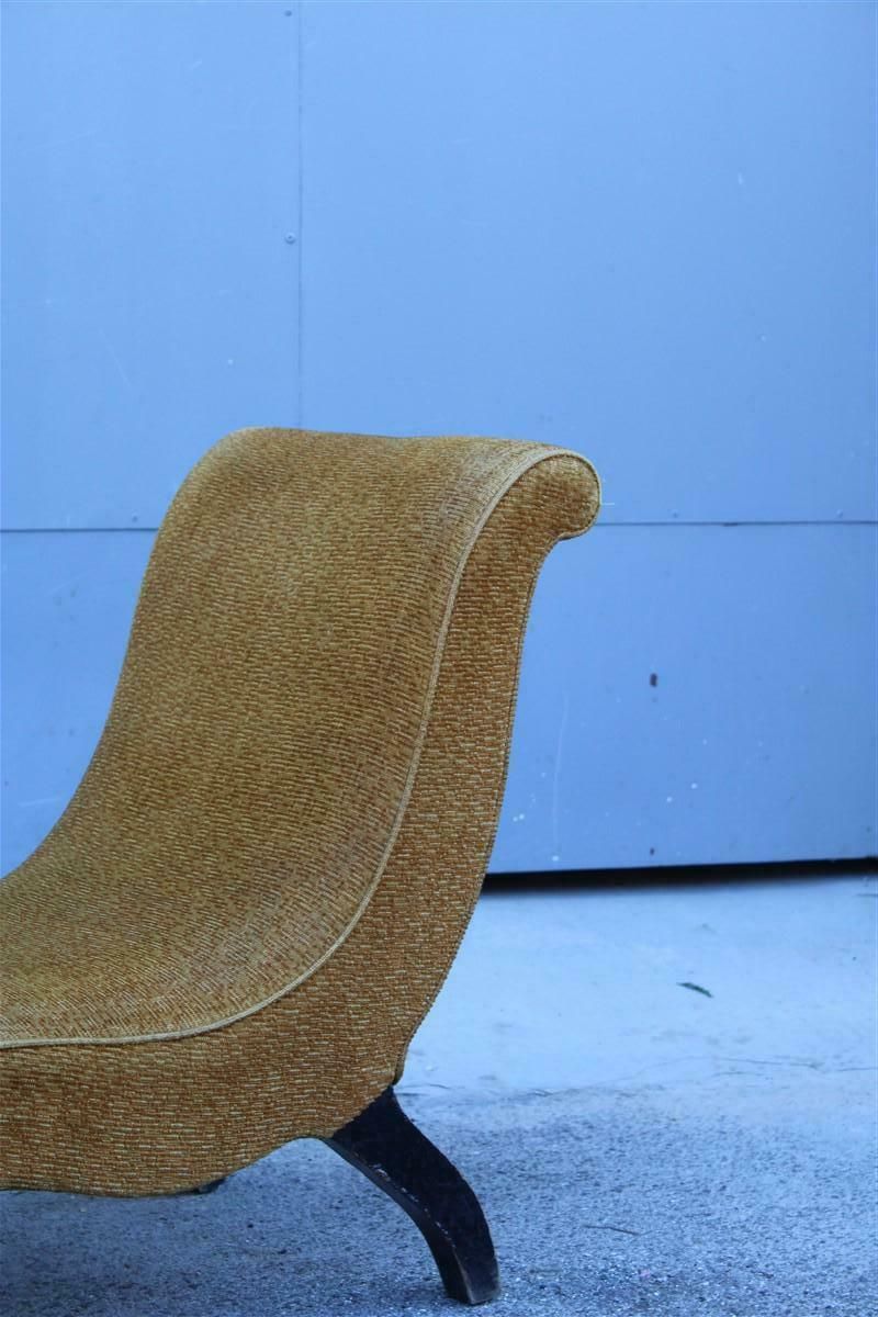 Small Italian Armchair In Yellow Fabric With Wooden Feet Carlo Mollino Style photo vinterior
