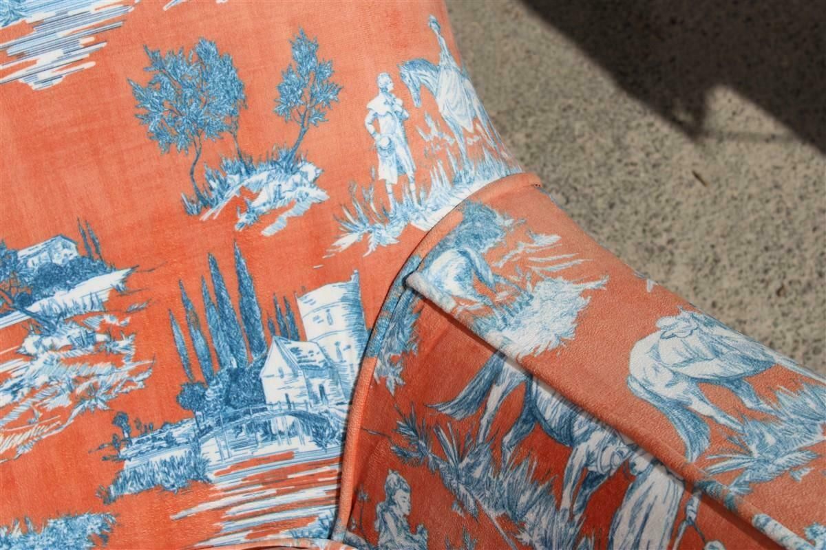 photo vinterior Mid Century Italian Pair Armchairs Palolo Buffa Design Fornasetti Style Printed