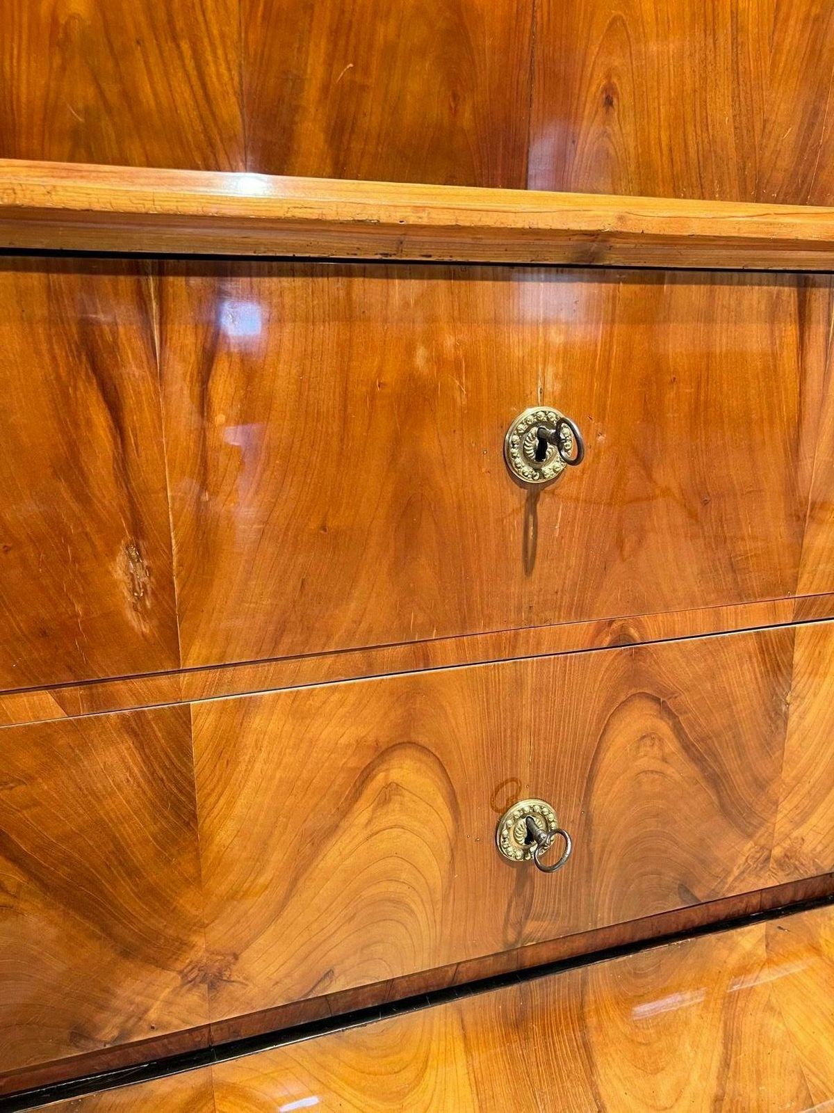photo vinterior Biedermeier Secretaire, Cherry, Maple, Inlays, Brass, South Germany Circa 1830