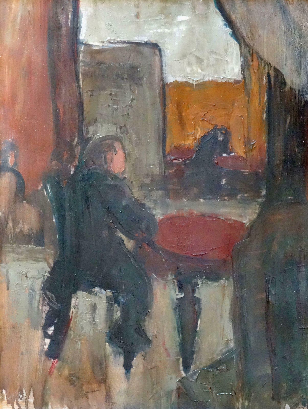 Aleksandra Belcova In Cafe 1920s, Oil On Cardboard, 60x45 Cm/ Fishermen Houses 1930s, Bilateral 1920 1930