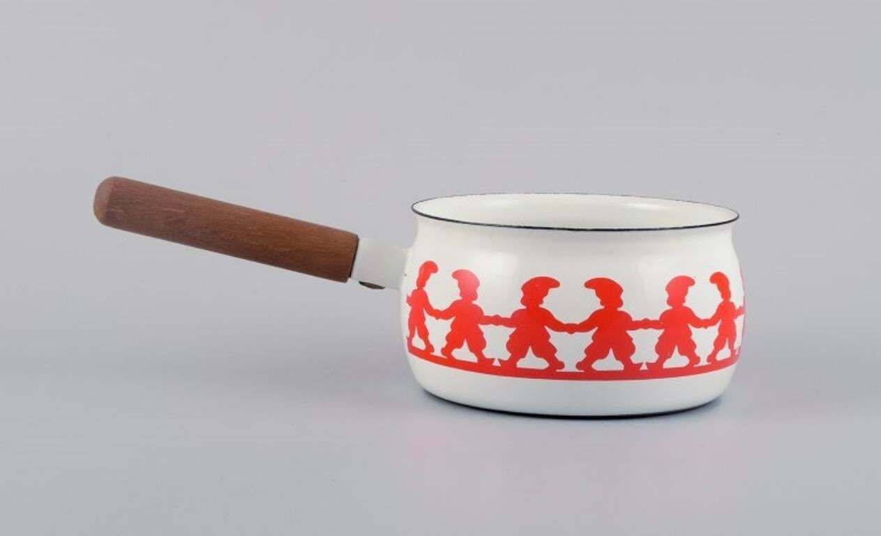 Kaj Franck For Arabia. "Tonttu" Enamelled Metal Saucepan With Wooden Handle. photo furniture