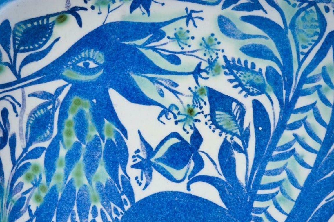 Royal Copenhagen, Faience Bowl With Motif Of Bird In Modernist Style. 1970s. photo for sale