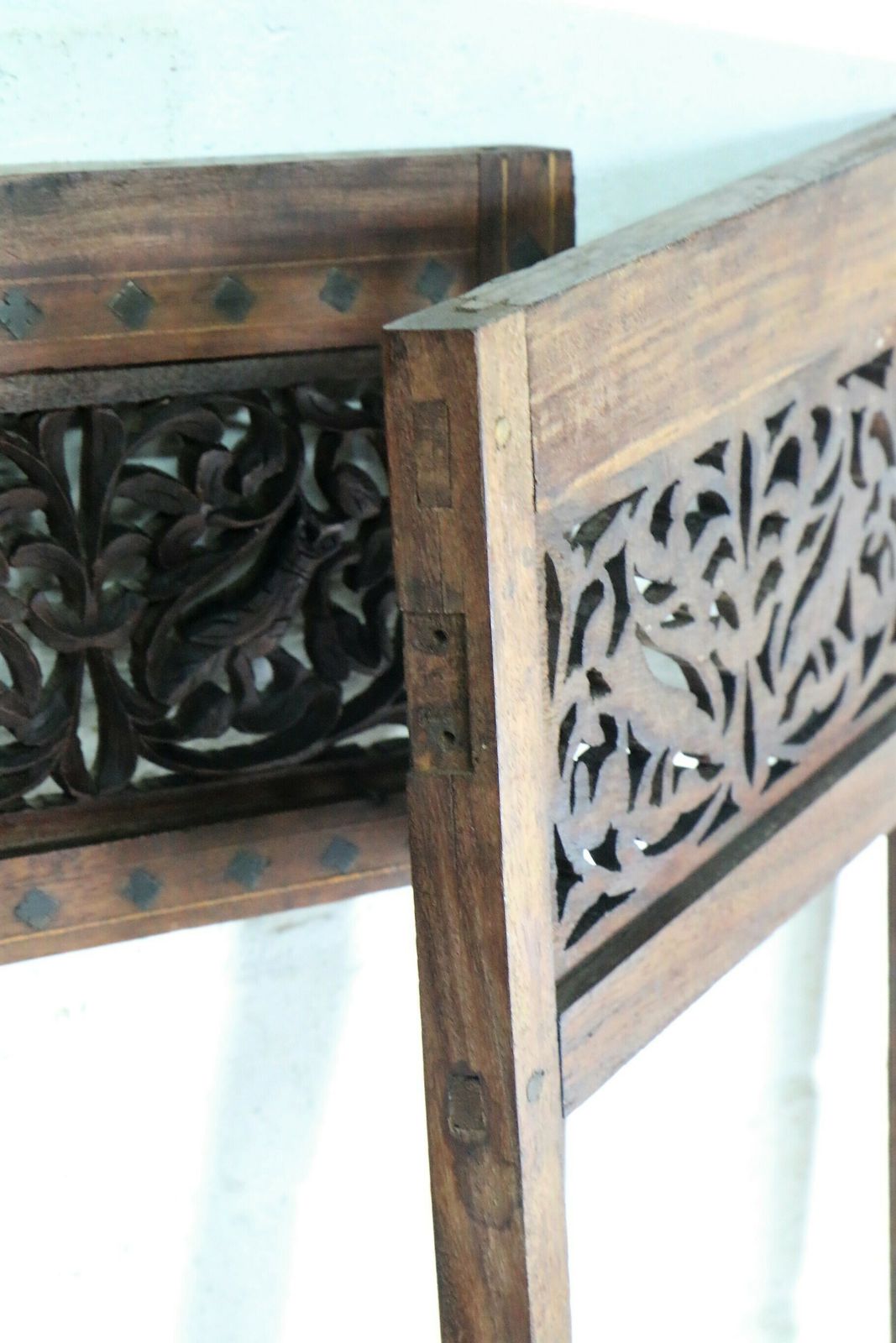 photo vinterior Antique Indian Carved Wooden Frames Set Of 3 Salvaged Decorators Interior Designer Pieces