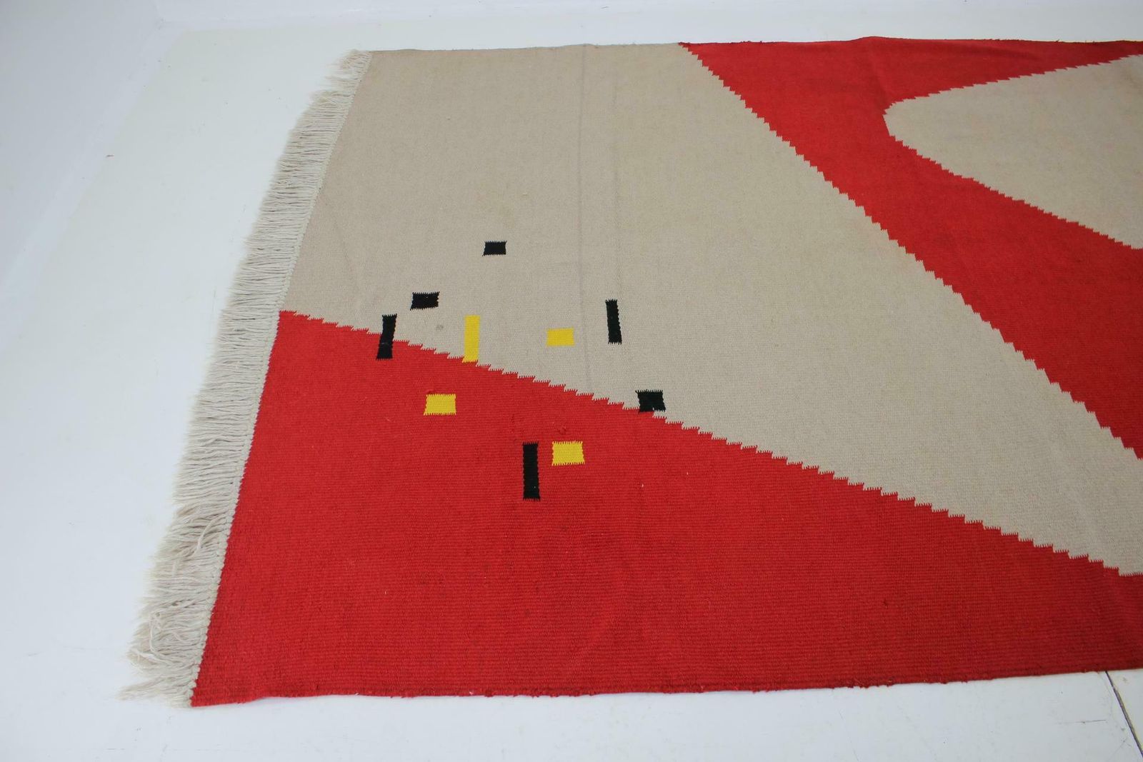 1950s Geometric Wool Kilim Carpet / Rug In Style Of Antonin Kybal photo furniture