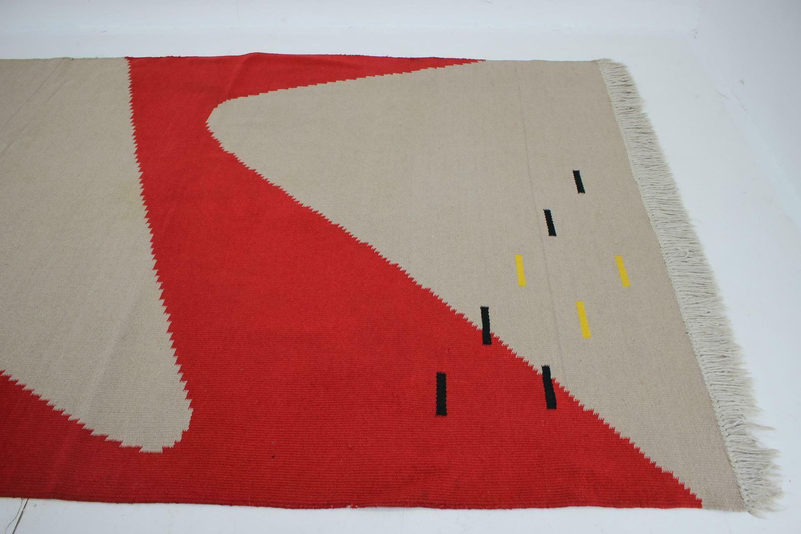 1950s Geometric Wool Kilim Carpet / Rug In Style Of Antonin Kybal photo for sale