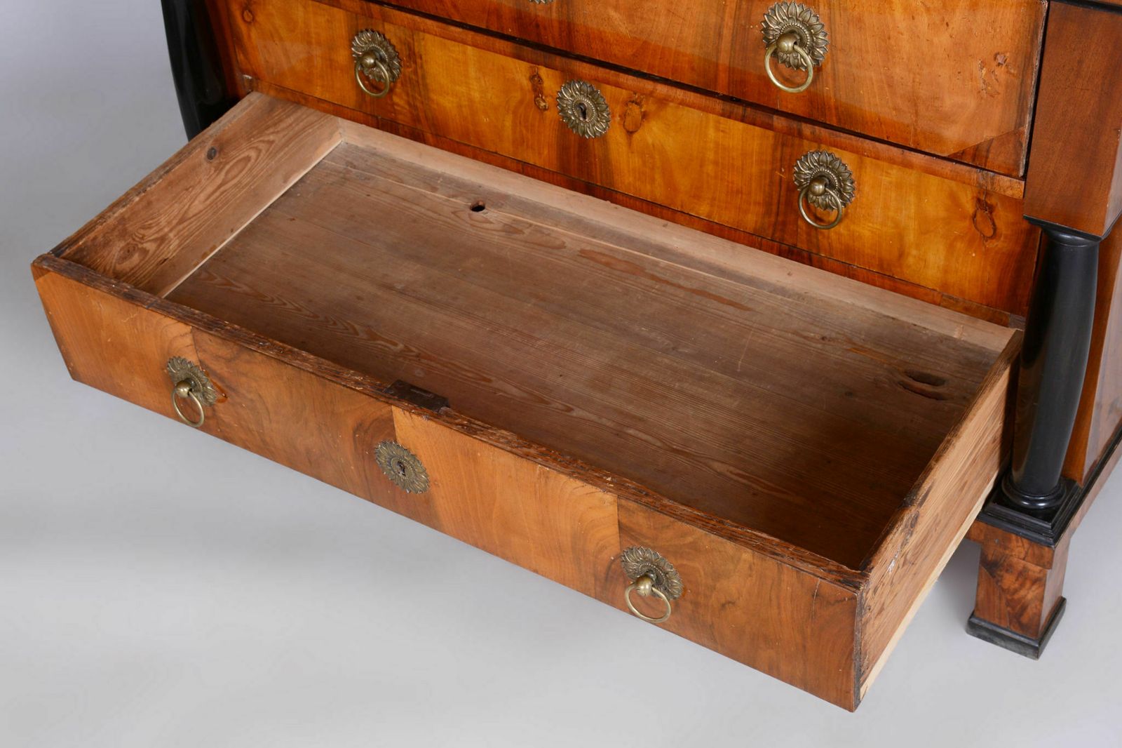 Restored Biedermeier Walnut Chest Of Drawers, High Gloss, Czechia, 1820s photo Furniture