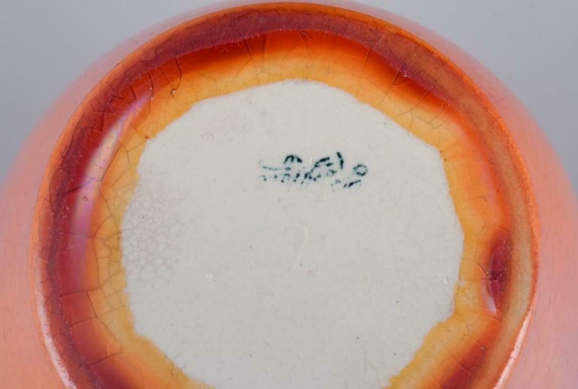 Rörstrand, Sweden, Earthenware Vase With Handles In Uranium Yellow Glaze. photo vinterior