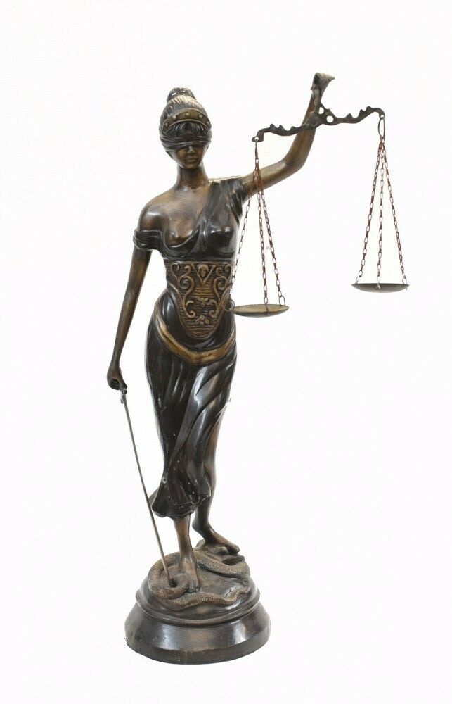 Bronze Lady Justice Statue Scales Legal Justitia Themis photo furniture