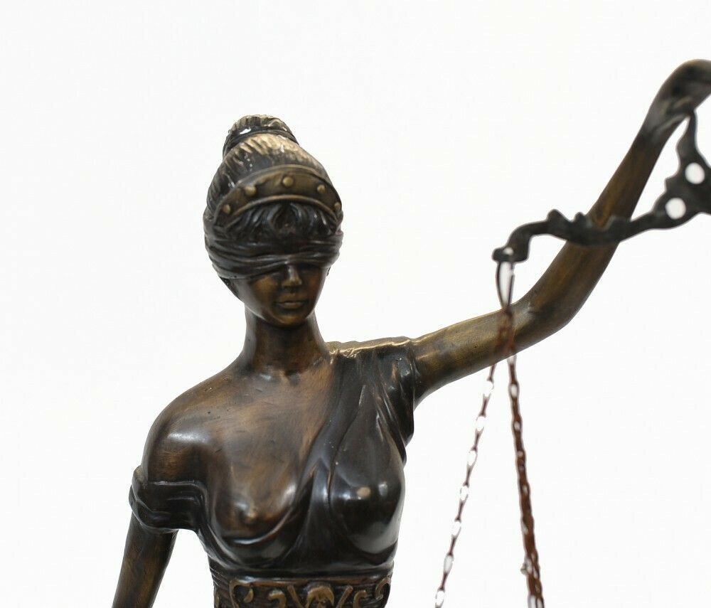 Bronze Lady Justice Statue Scales Legal Justitia Themis photo for sale