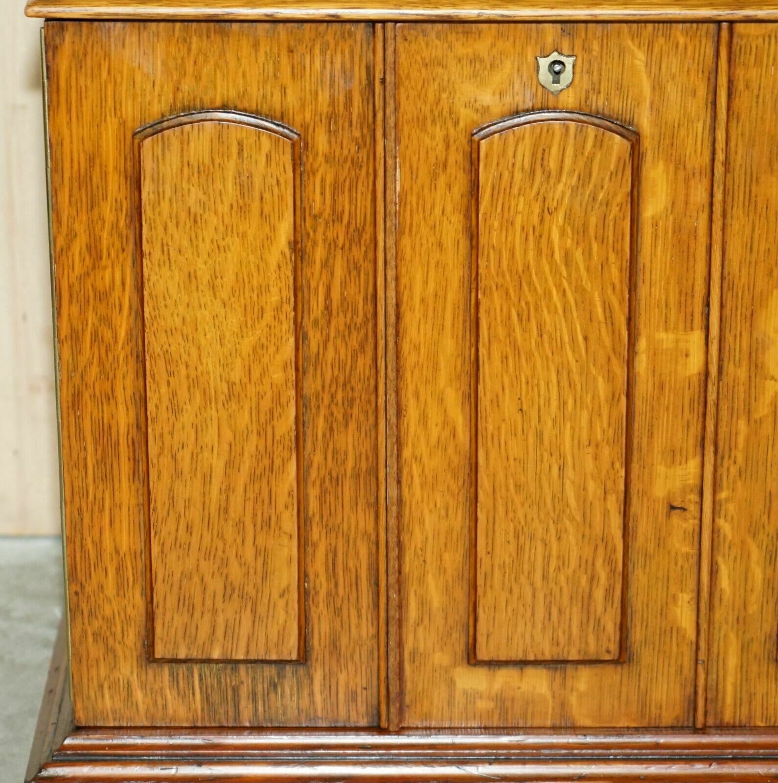 Restored Antique Art Nouveau Stationery Writing Cabinet With Calendar & Key photo vinterior