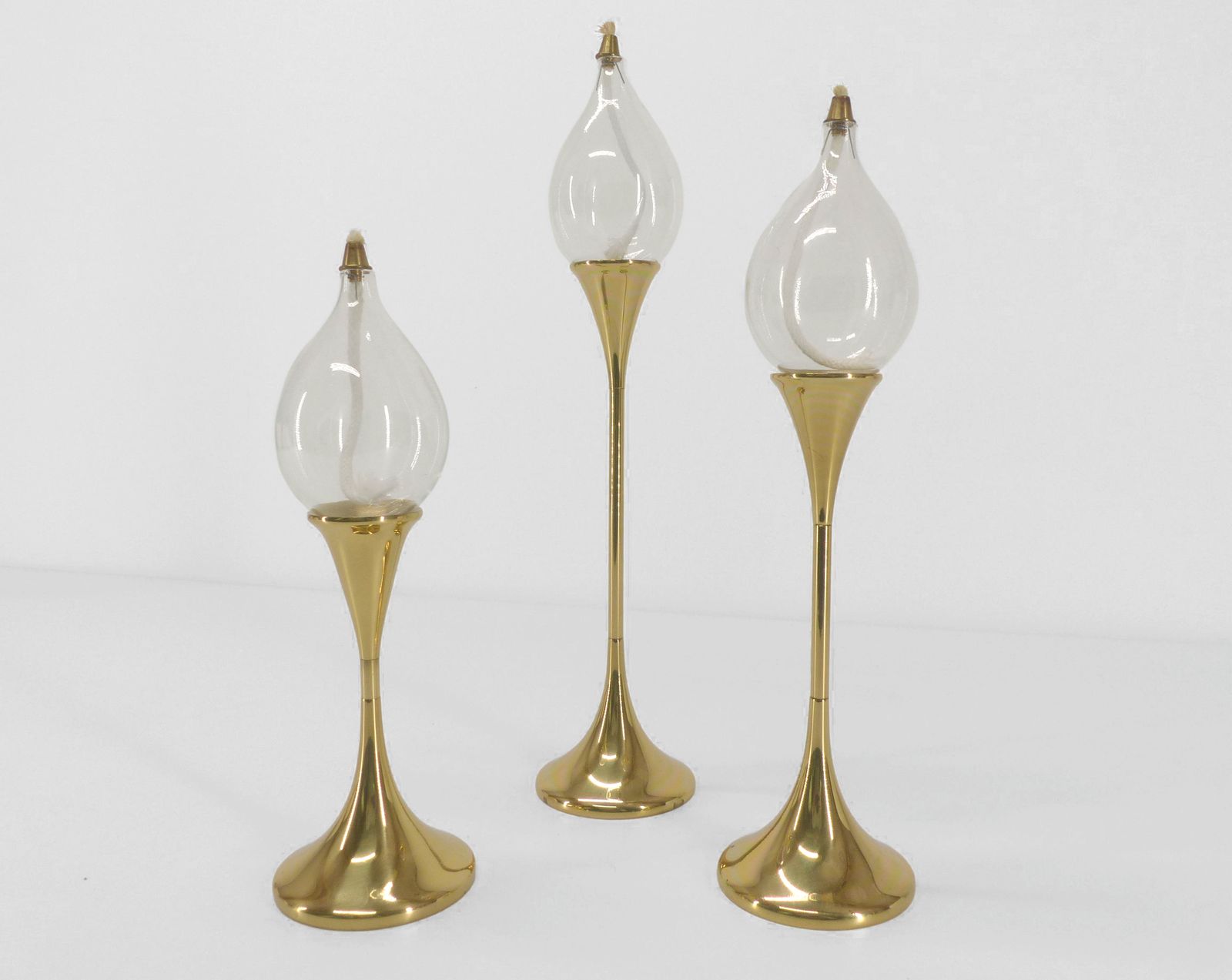 3 Lampes à Huile En Laiton Freddie Andersen 1970   Three Brass Oil Lamps By Freddie Andersen