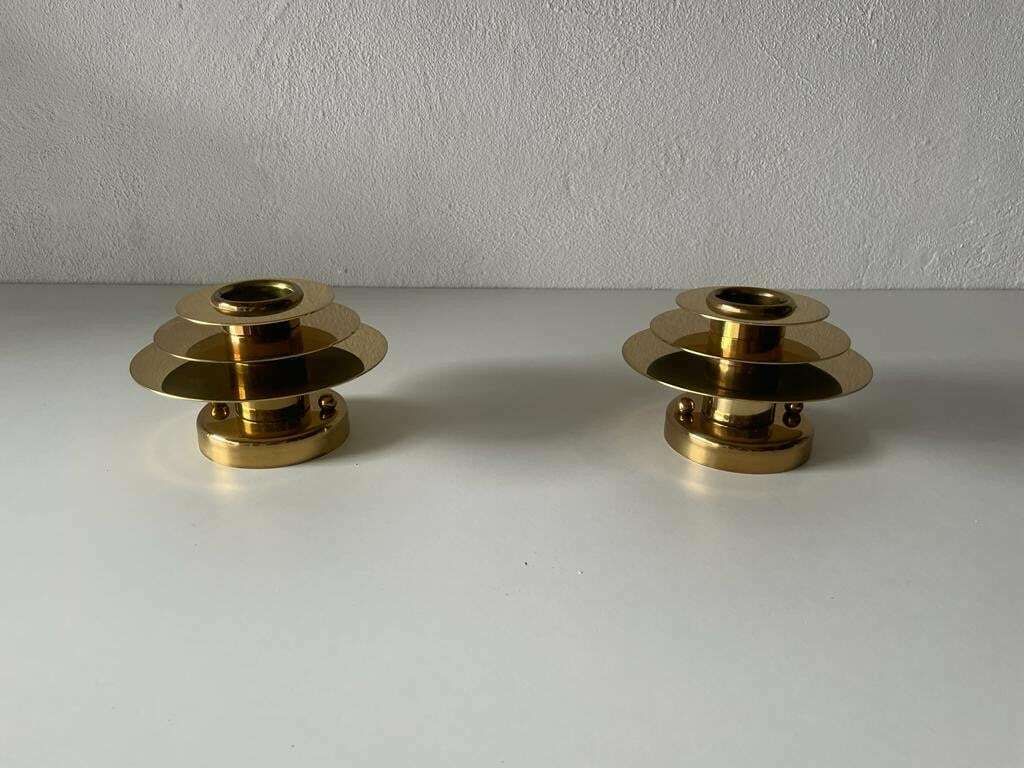 Modernist Brass Pair Of Sconces Or Ceiling Lamps By Schröder & Co, 1960s, Germany photo Lighting