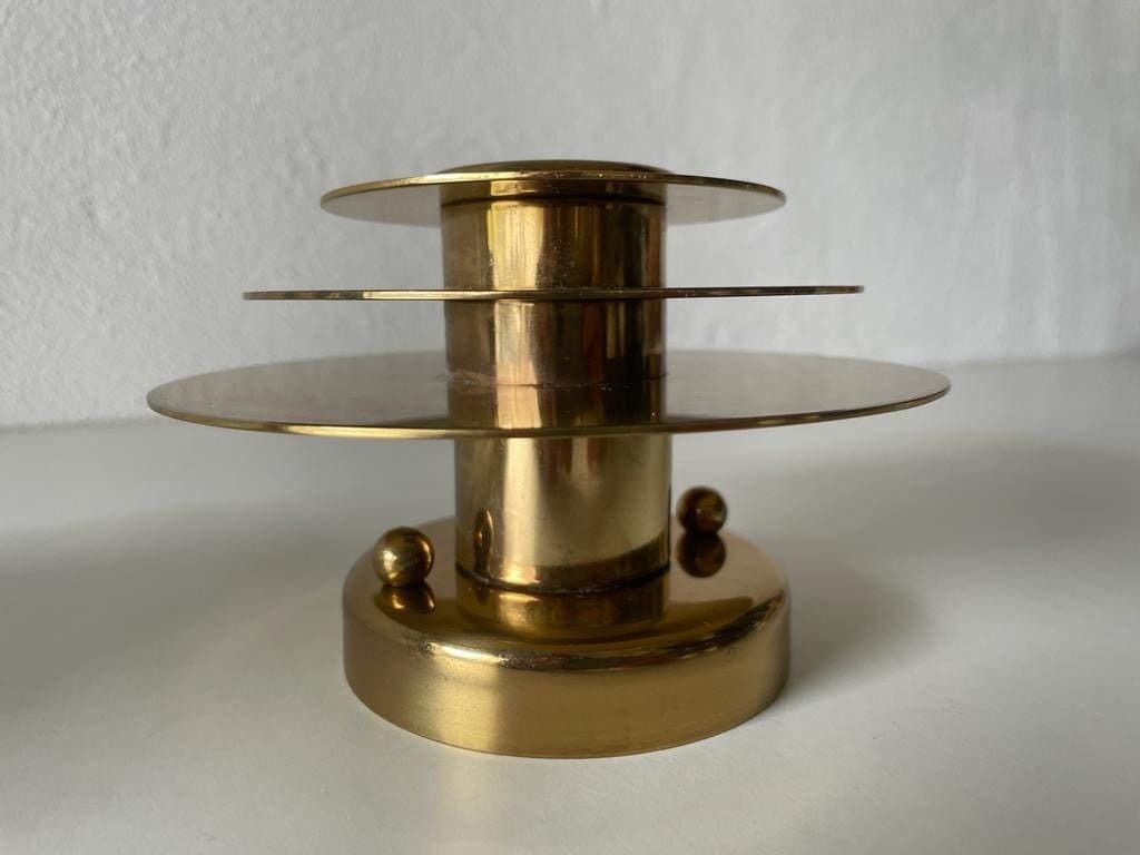 Modernist Brass Pair Of Sconces Or Ceiling Lamps By Schröder & Co, 1960s, Germany photo vinterior