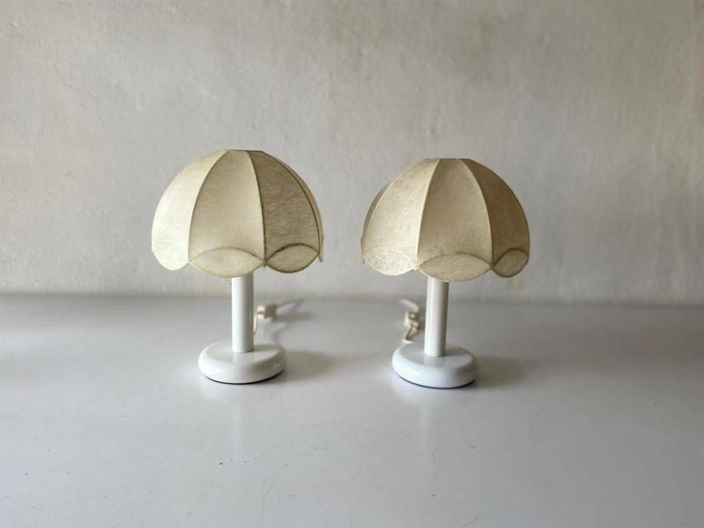 Cocoon & White Metal Body Pair Of Beautiful Table Lamps By Goldkant, Castiglioni Era, 1970s, Germany