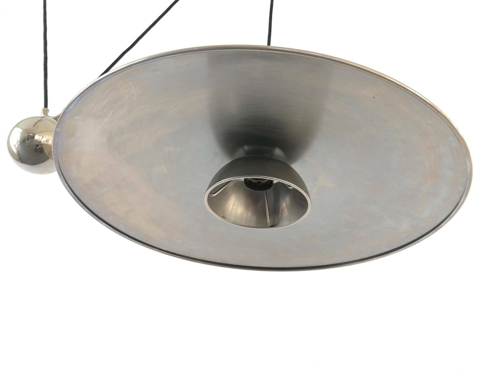 photo furniture Wonderful Chrome Plated Brass Counterweight Xl Pendant Lamp By Florian Schulz, 1970s, Germany