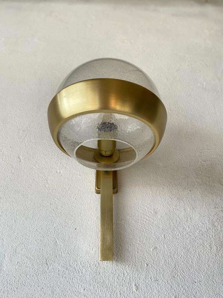 Beautiful Italian Air Bubble Glass And Gold Metal Sconce, 1960s, Italy photo buy
