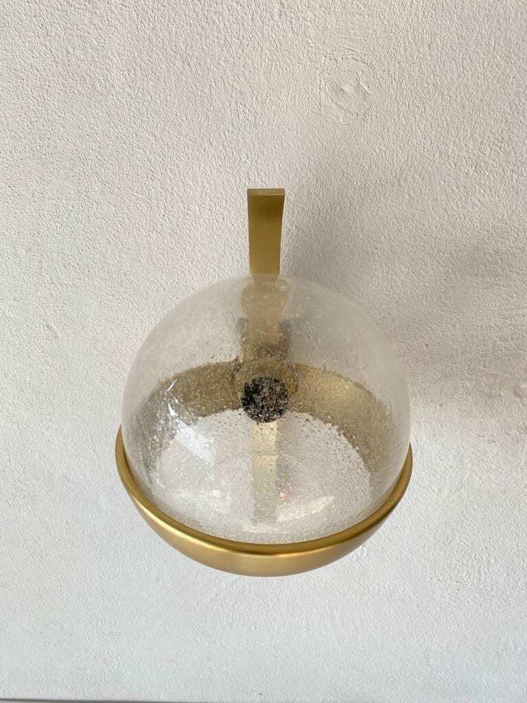 Beautiful Italian Air Bubble Glass And Gold Metal Sconce, 1960s, Italy photo vintage