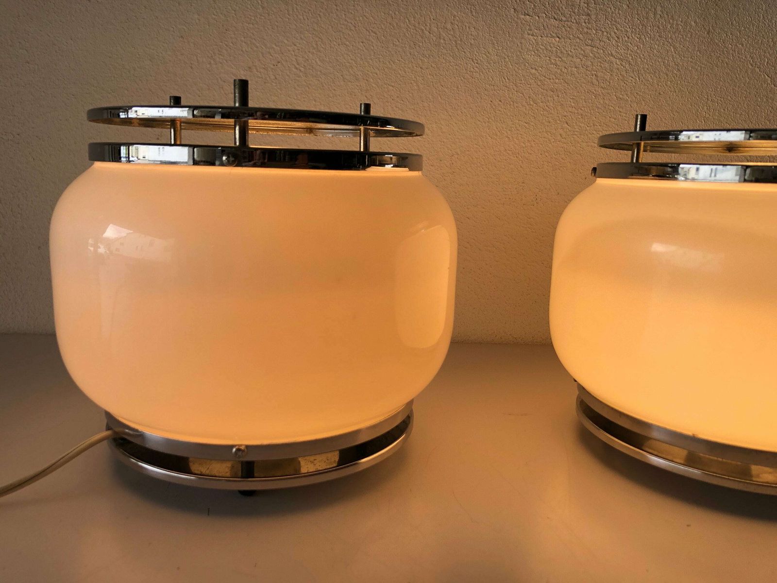 Italian Design Glass Pair Of Table Lamps, 1960s, Italy photo Lighting