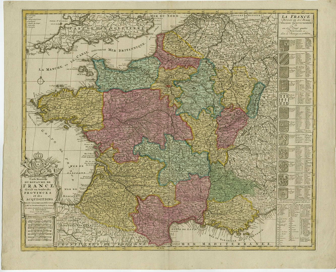 Hand Colored Antique Map Of France