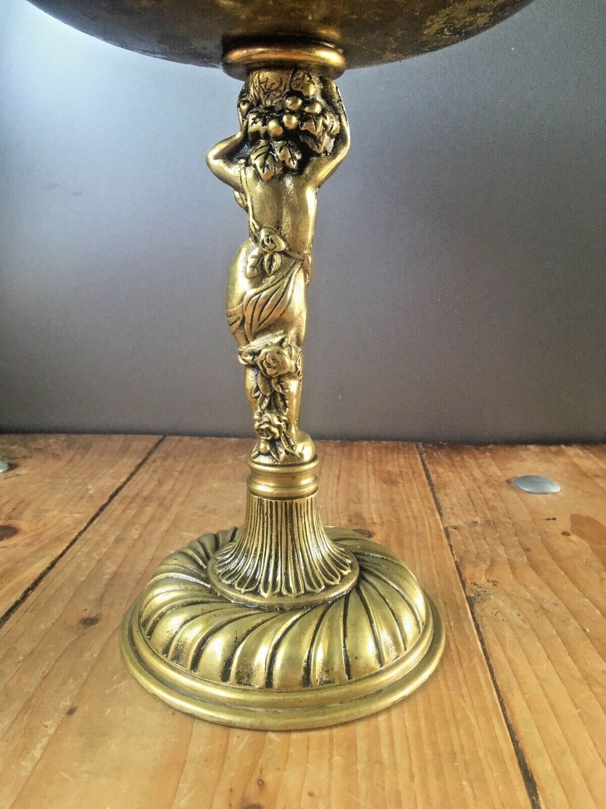 photo furniture Beautiful Antique Art Deco Heavy Brass Cherub Pedestal Centrepiece Fruit Bowl