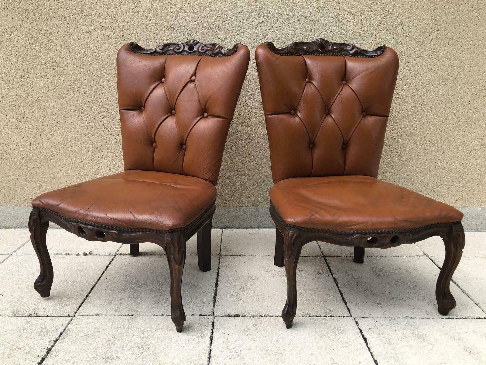 French Pair Of Low Bedroom Parlour Chairs Occasional Chairs photo furniture