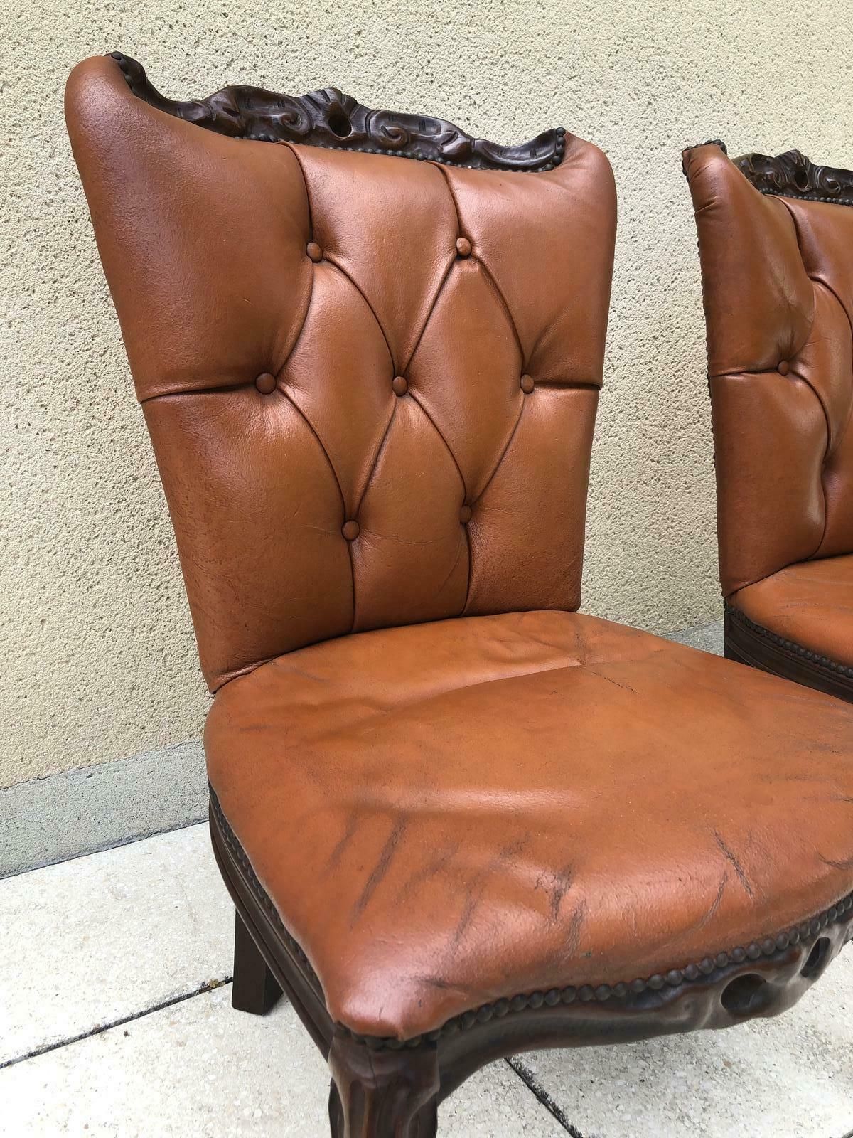 photo for sale French Pair Of Low Bedroom Parlour Chairs Occasional Chairs