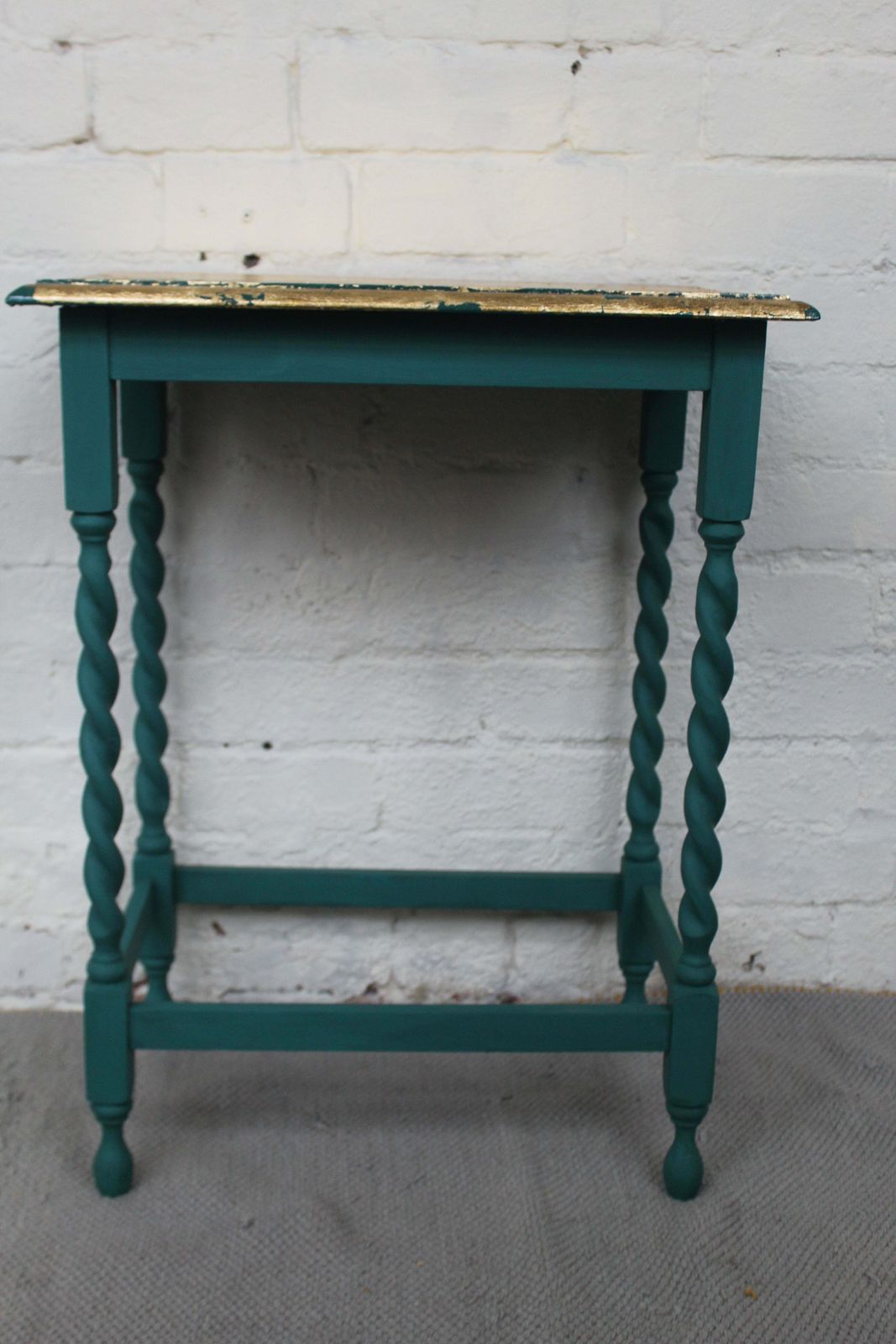 Carolina Green And Gold Barley Twist Leg Table photo for sale