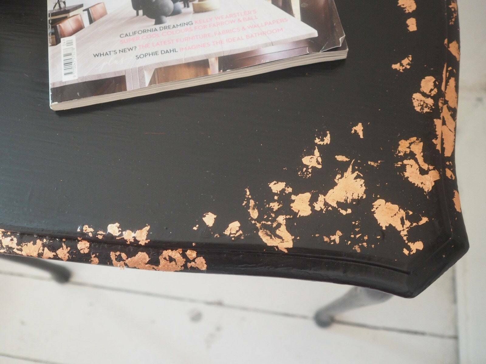 Amelia | Black Side Table Hand Finished With Copper Leaf photo 120.0