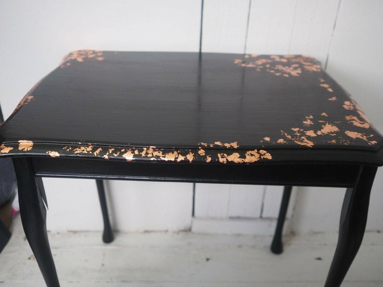 Amelia | Black Side Table Hand Finished With Copper Leaf photo buy
