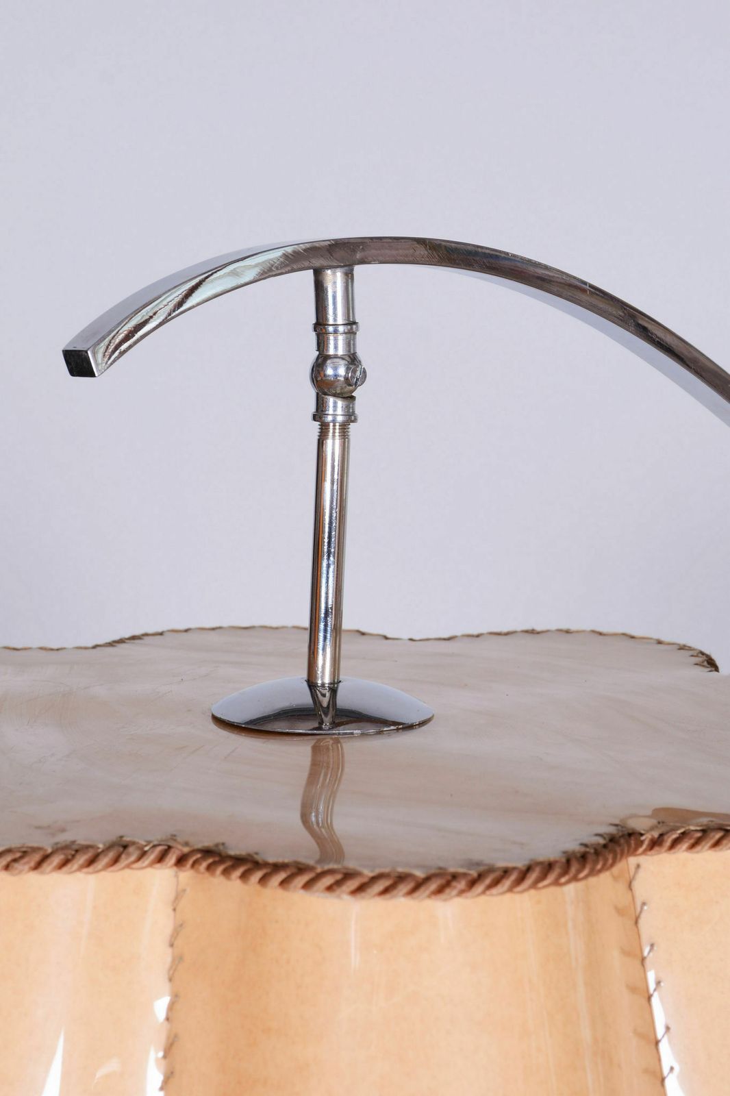 20th Century Czech Bauhaus Chrome Floor Lamp With Parchment Shade, 1920s photo 1050.0