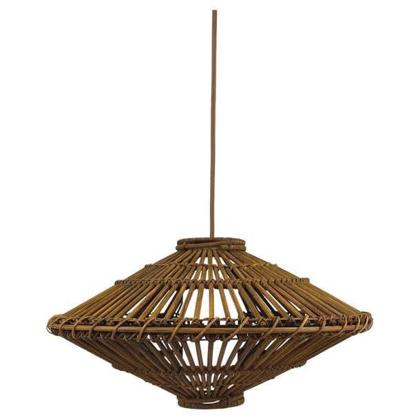 Midcentury French Rattan Wicker Pendant 1960s