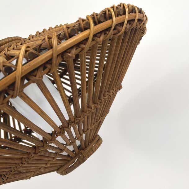 Lighting Midcentury French Rattan Wicker Pendant 1960s photo