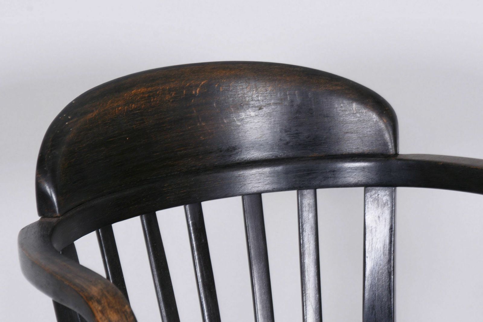 Restored Black Artdeco Beech Armchair, Thonet Company, Austria, 1920s photo Furniture