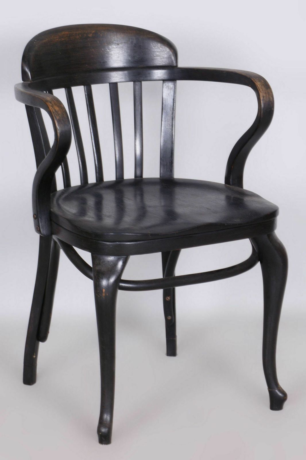 Restored Black Artdeco Beech Armchair, Thonet Company, Austria, 1920s