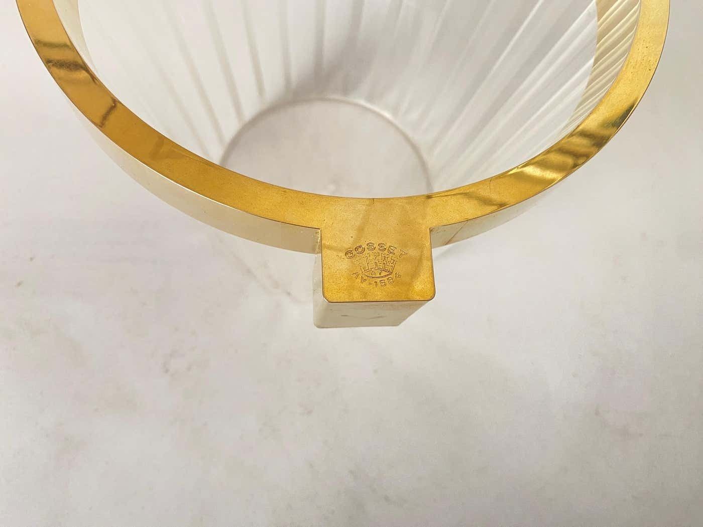Champagne Bucket In Plastic And Brass Transparent Color France 20th Century photo vintage