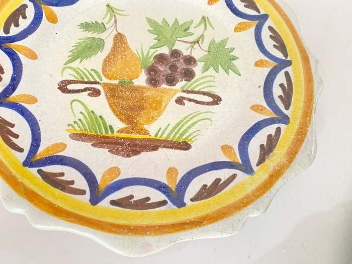 photo furniture Plates In French Faïence Yellow And Green Color, 19th 18th Century Set Of 2