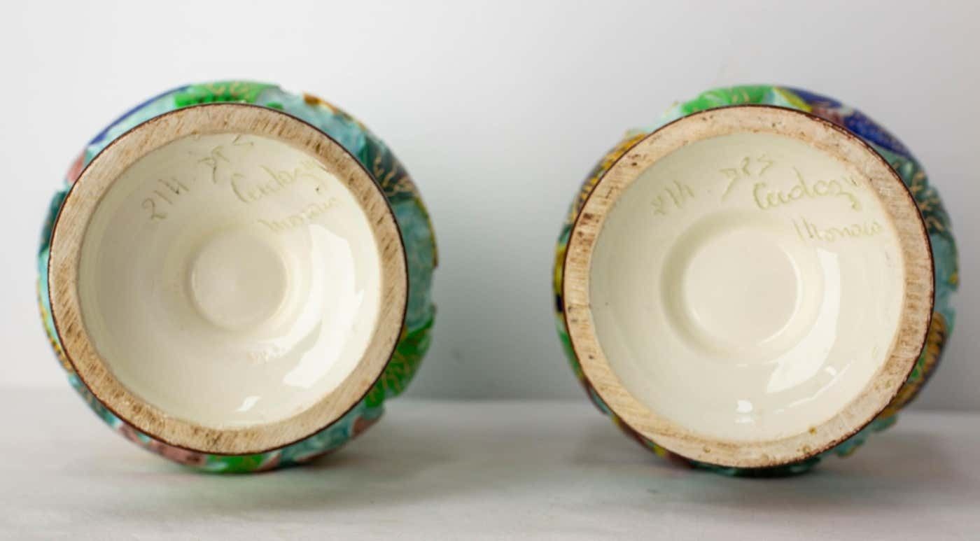 photo buy Monaco Ceramic Pair Of Vases With Sea Decoration Mid Century French