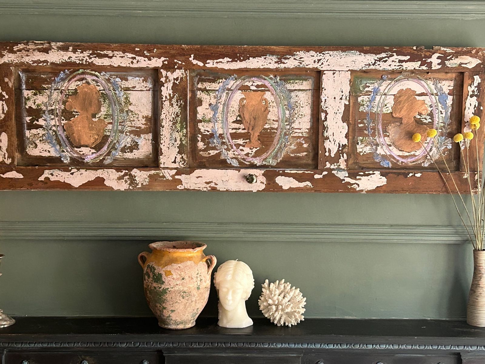 Reclaimed Vintage Door Wall Hanging With Inlaid Versailles Style Panels photo furniture