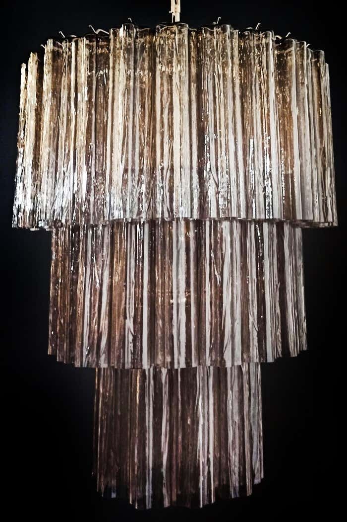 Impressive Three Tier Murano Smoked Glass Tube Chandeliers   52 Glasses photo 3804.0