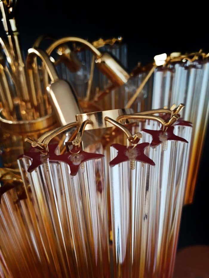 photo for sale Beautiful Quadriedri Murano Glass Chandeliers   114 Shaded Amber Prism