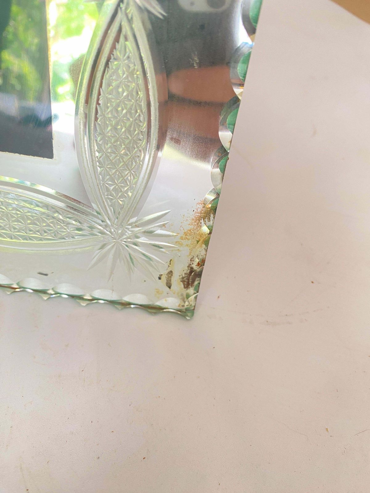 Art Deco Picture Frame In Bevelded Mirror France Circa 1935 Green Colour photo for sale