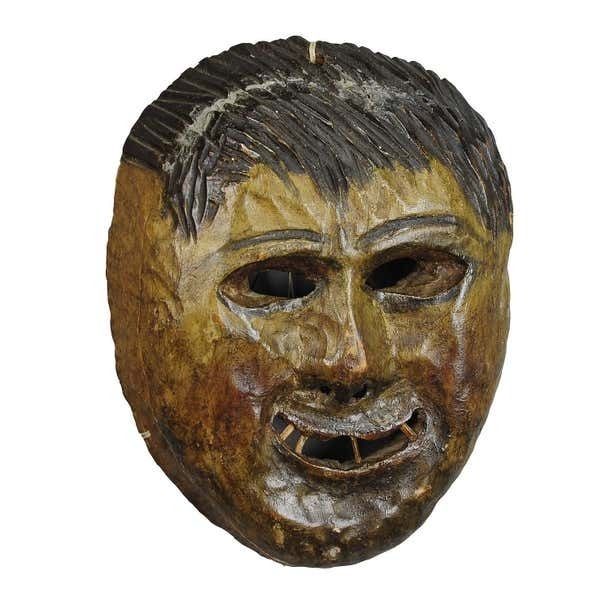 Folksy Hand Carved Tyrolian Carnival Fasnet Mask photo furniture