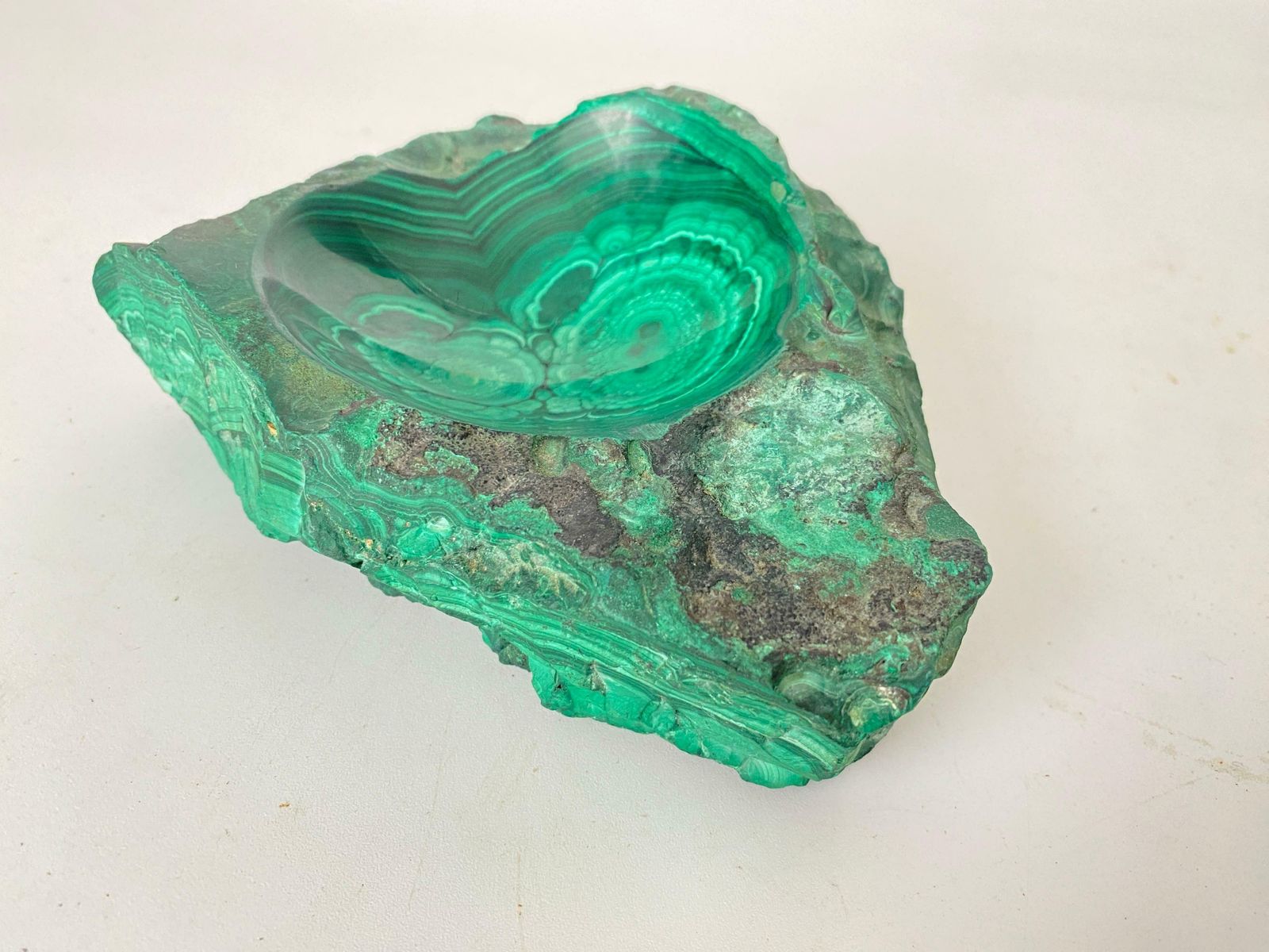 Malachite Ashtray Vide Poche Desk Accessory Green Color Africa 20th Century photo vinterior