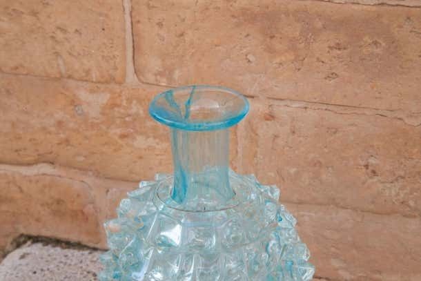 Rare Blu Ercole Barovier Rostrato Murano Glass Vase For Barovier And Toso 1940s photo for sale