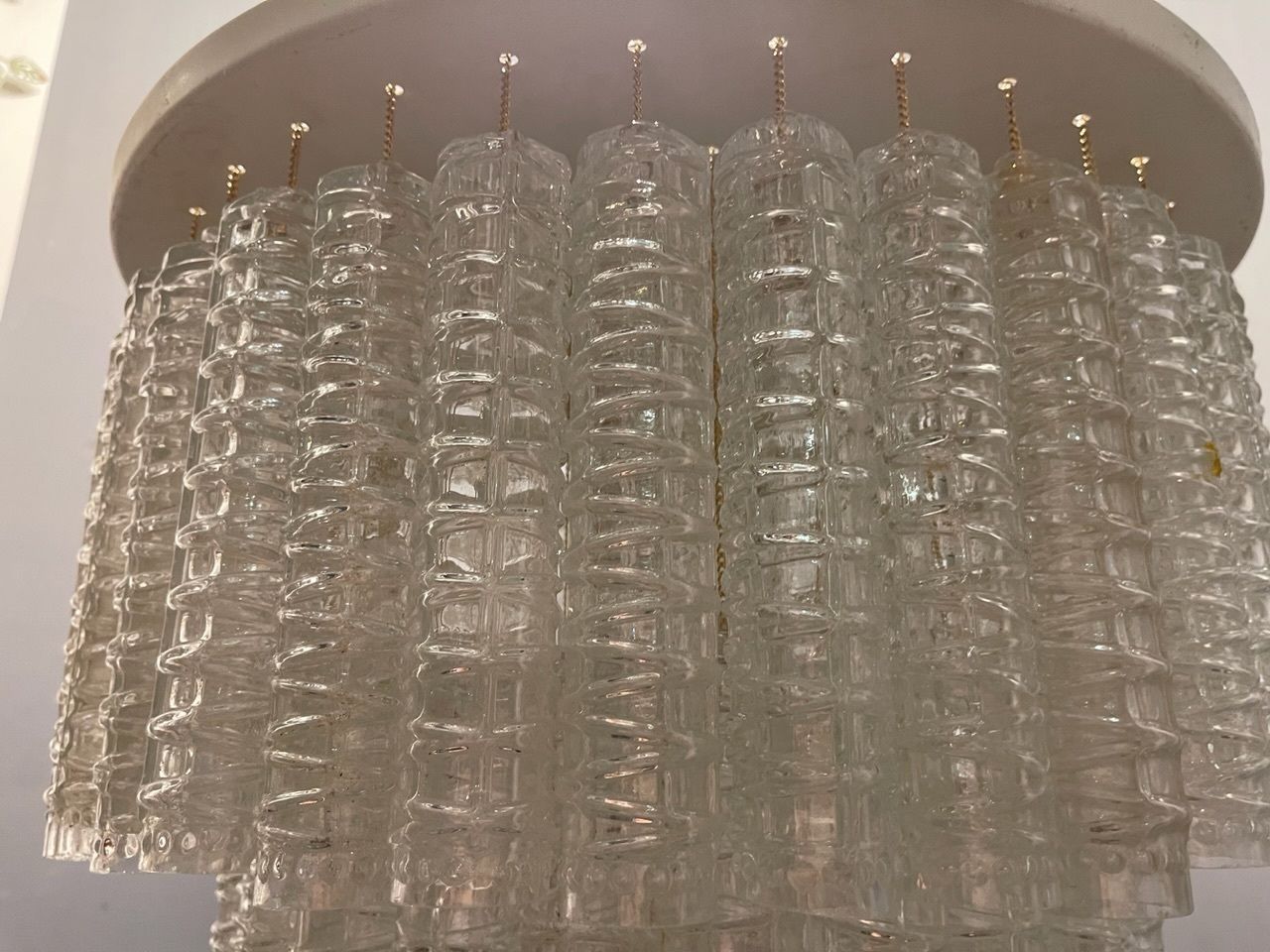 Italian Large Murano  Glass Textured Tube Chandelier By Toni Zuccheri photo vintage
