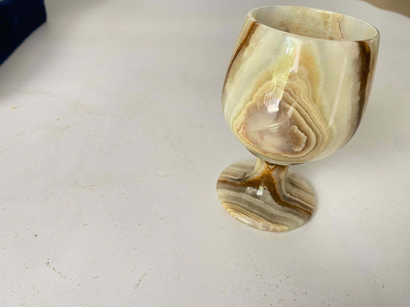 Glasses In Onyx In Beige Color In Their Original Box France 1940 Set Of 6 photo vinterior